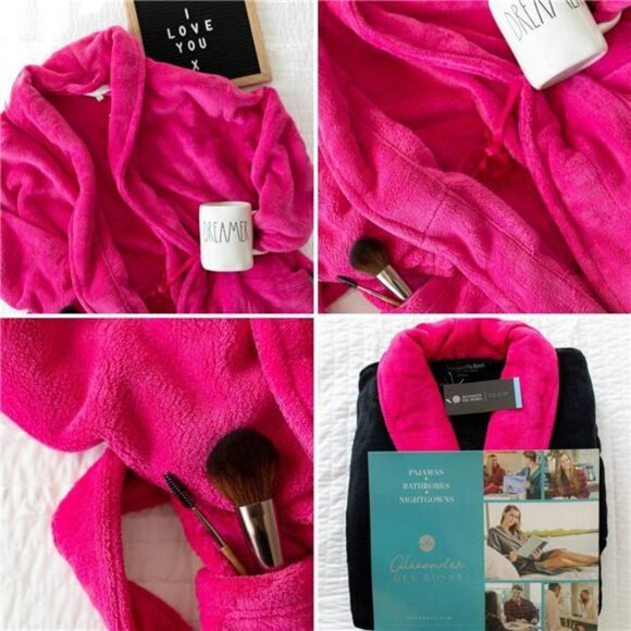 Women's Warm Fleece Winter Robe, Long Plush Bathrobe - Picture 6 of 6